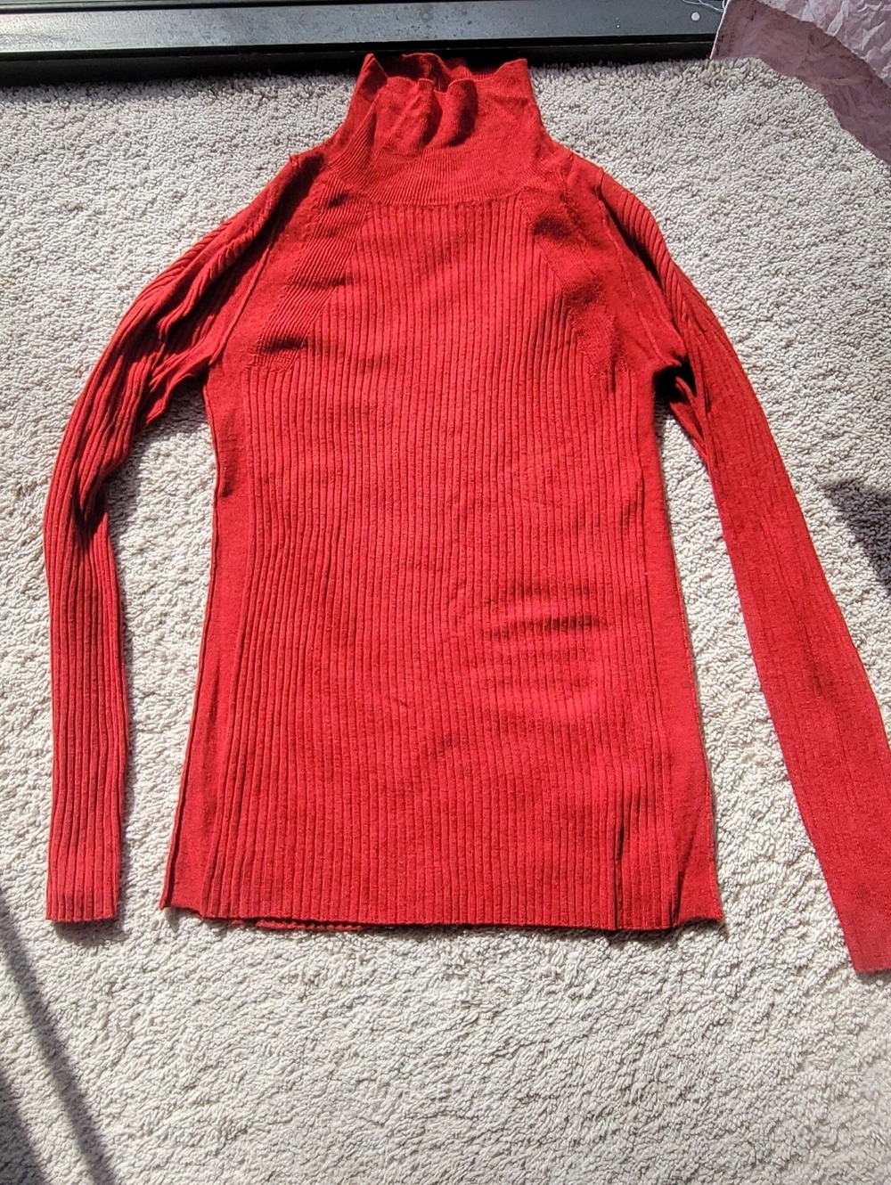 Cotelac Ribbed Red Turtleneck Sweater